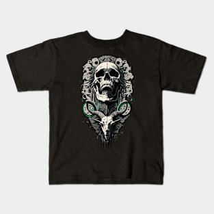 Skull and goat tattoo Kids T-Shirt